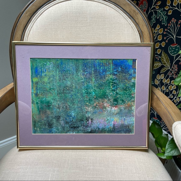 Framed hand painted large Abstract art in purple matting & Gold Frame - Picture 4 of 14